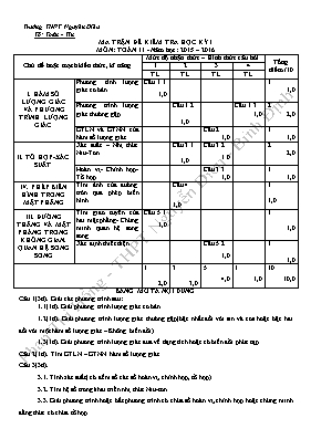 10 Đề kiểm tra học kỳ I môn Toán 11